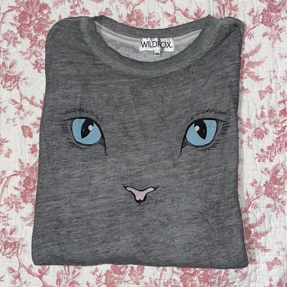 WILDFOX vintage grey cat sweatshirt XS - Picture 1 of 6